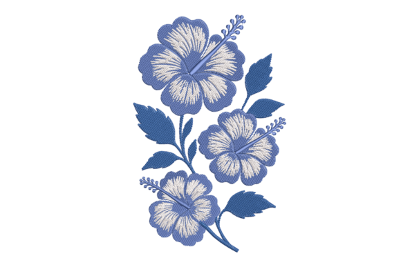 Blue White Hibiscus Embroidery Design Review