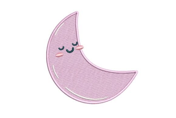 Cute Sleeping Pink Crescent Moon Embroidery Review