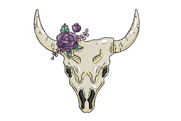 Floral Longhorn Skull with Purple Rose Design Review