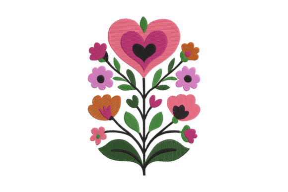 Heart Flower Embroidery Design Review for Business Merch