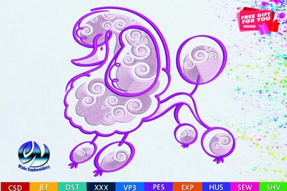 Poodle Embroidery Design: 10 Formats for Holiday Crafts