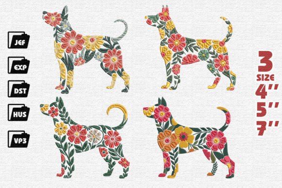 Review: Set 4 Floral Dog Silhouette Embroidery for Etsy Shops
